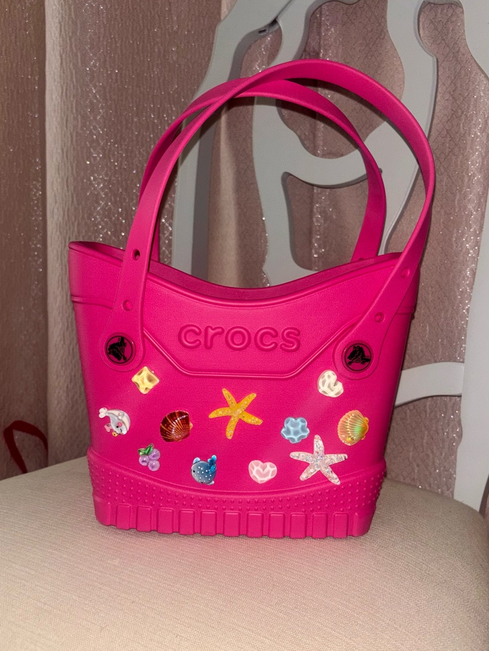 CROCS Bright Pink Jibbitz-Embellished Tote